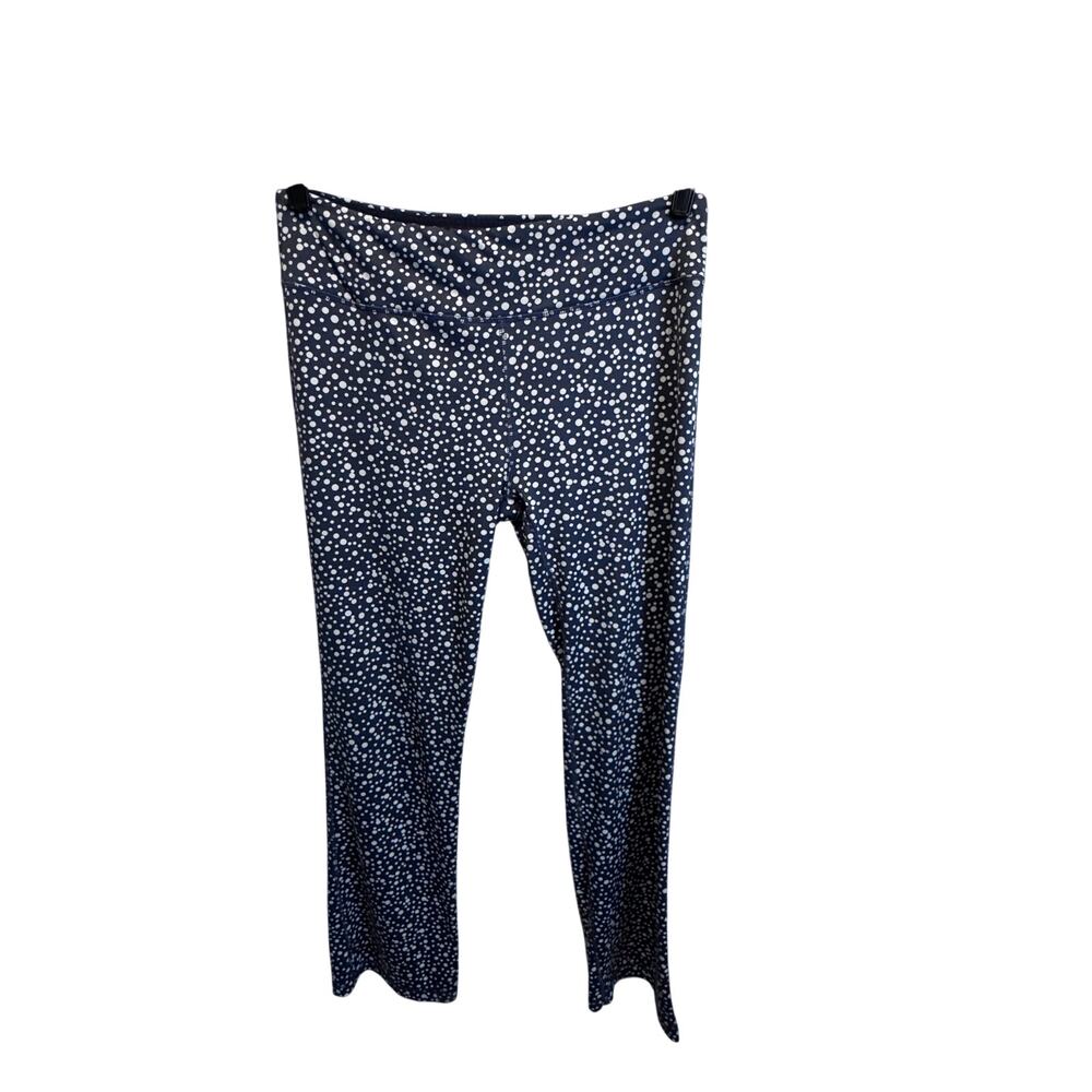 Vogo Athletica Navy Blue Polka Dot Capri‎ Leggings Large High Waist Yoga Workout